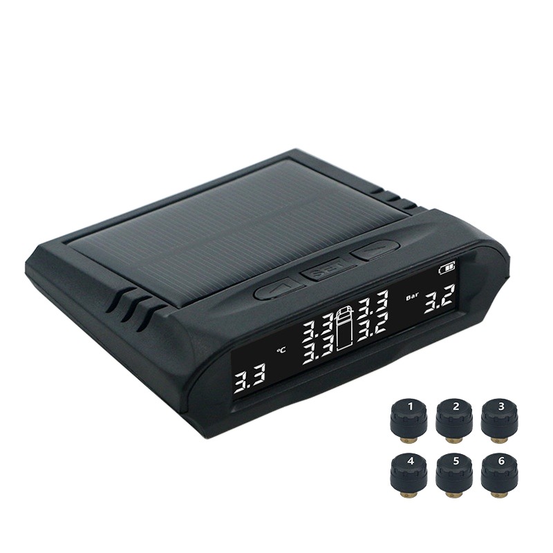JYS Large Truck Wireless External Tire Pressure Monitor 6 Tire Detection Solar TPMS 4V 1 Year Warranty