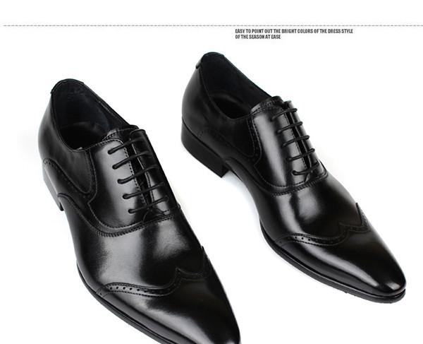 Office Black Leather Dress Shoes Waterproof , Pointed Toe Mens Handmade Leather Shoes