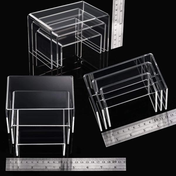 Acrylic Shoe Risers Display U-Shaped Counter Top Plastic Shelf Risers Toys Bag Cosmetics