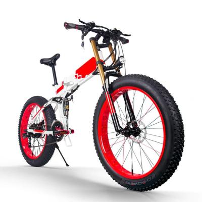 26 Inch Folding Fat Tire Mountain Ebike Huge Tires Full Suspension 350w 48v