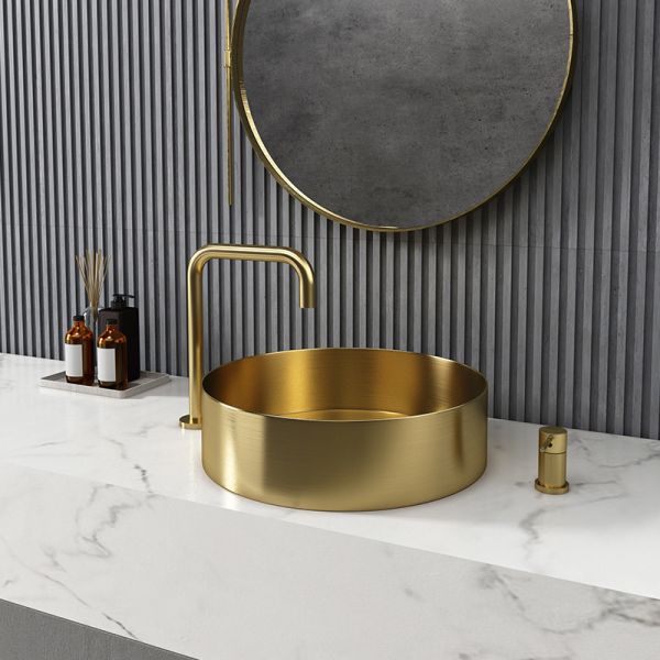 Luxury Round Stainless Steel Water Basin Premium 304 Grade 41x41cm Artisan Bathroom Sink
