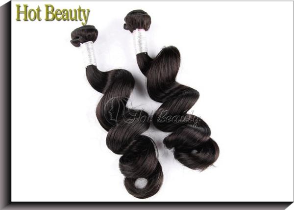 22 Inch Peruvian Virgin Hair / Natural Black Loose Wave Hair Bundles