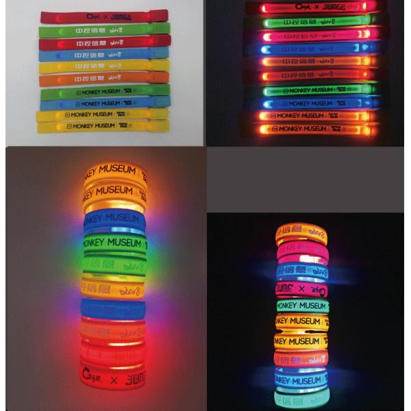 Custom Offset Printing Nylon Flashing LED Bracelets Glow in Dark for Events Concerts