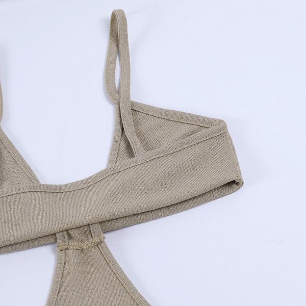 Midi Length Elegant Sexy Women Dresses , 116cm Low Cut Halter Dresses Five Color