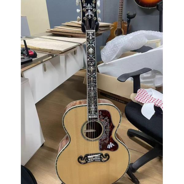 Custom 43 INCH SJ200 JUMBO SOLID Back Side Acoustic Electric Guitar Abalone Binding