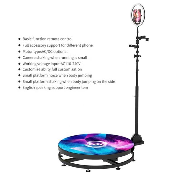 115CM 100CM Glass 360 Photo Booth Machine For Video Commercial Wedding