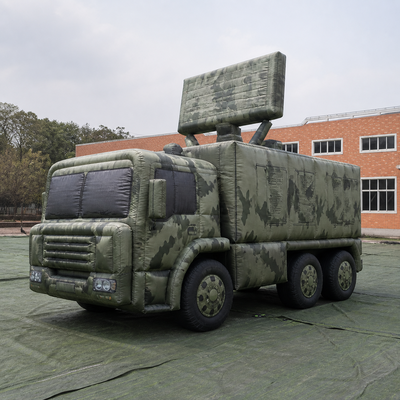 Custom Inflatable Mobile Radar Command Vehicle Decoy with Camouflage Printing Multi Axle Body and Raised Array