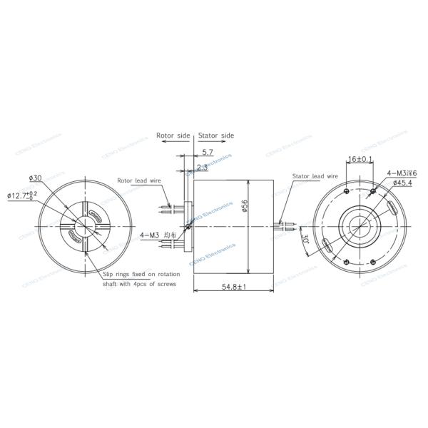 300RPM 380V электрическая мощность скользящее кольцо с проходным отверстием размер 12,7 мм