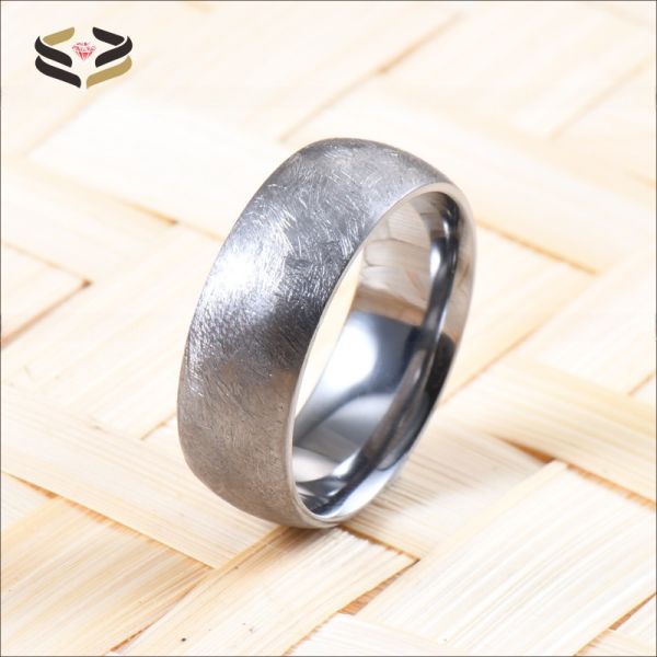 8mm Fashion Cobalt-chromium Ring Brush Mens Wedding Band Custom Made with Your Own Logo TRENDY Style Occasion Engagement