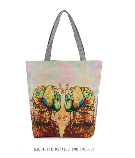 New little girl elephant female tourist attractions printing Ms. shoulder portable canvas