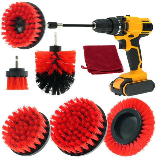 Kitchen Floor Grout Drill Brush Attachment Set For Washing Car Wheel Tyre Rim