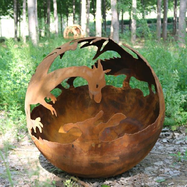 1000mm Corten Steel Gas Fire Pit Customized Available