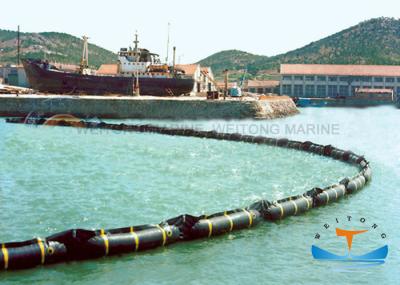 Black Rubber Oil Containment Boom Customized Size High Strength Nylon Canvas