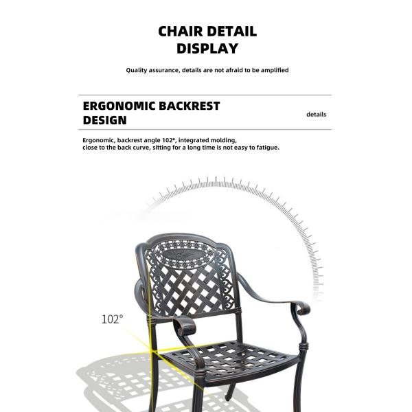 Outdoor Garden Courtyard Round Dining Cast Aluminum Patio Table And Chairs Set