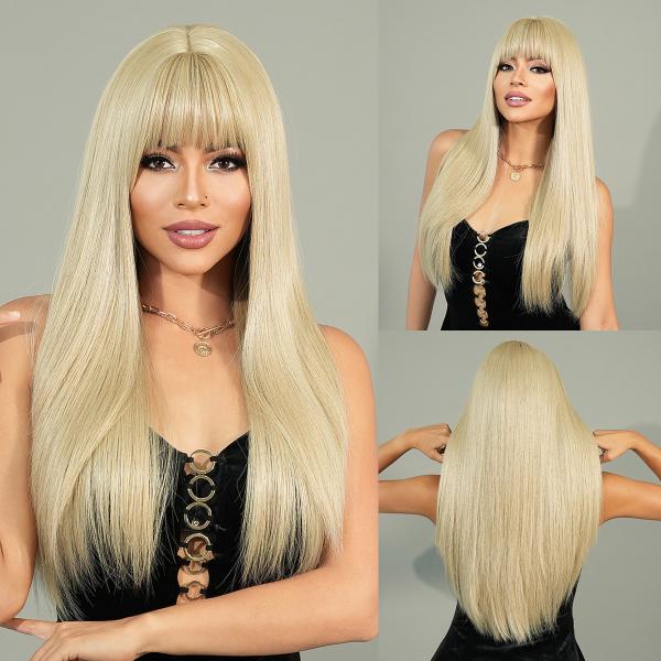 Fashion Long Straight Hair Blonde Synthetic Wigs For Women