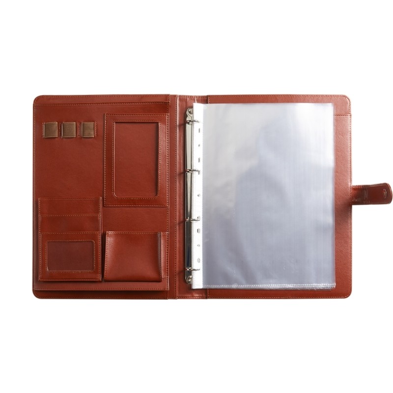 Custom Printed A4 Leather Portfolio Binder Zipper Document Folders Multifunctional