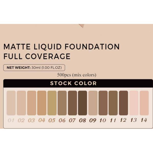 Mejor Popular 14 Colors Liquid Face Foundation Etiqueta privada acabado mate maquillaje natural a prueba de agua