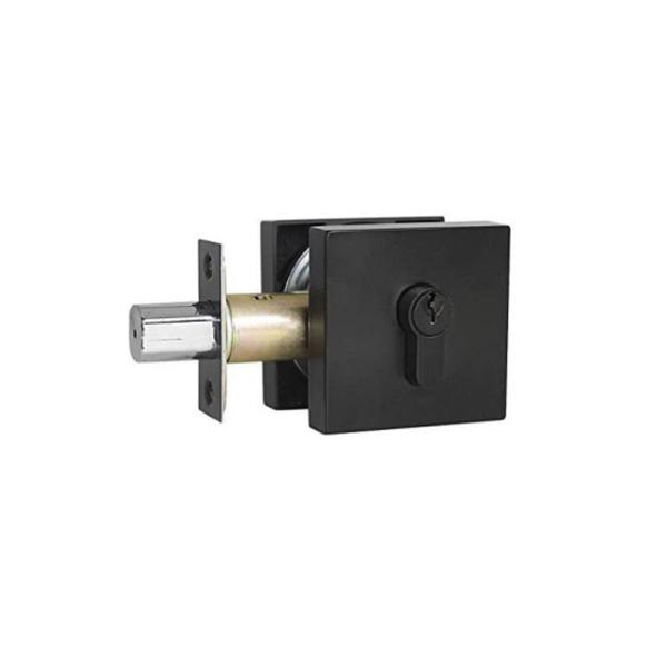 S101-MB Square Contemporary Single Cylinder Deadbolt Lock With Adjustable Backset, Front Door Lockset For Home Bathroom