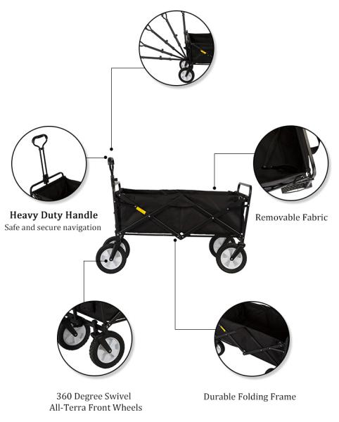 260KGS Capacity Collapsible Garden Cart Wagon for Outdoor Adventures Camping and Beach
