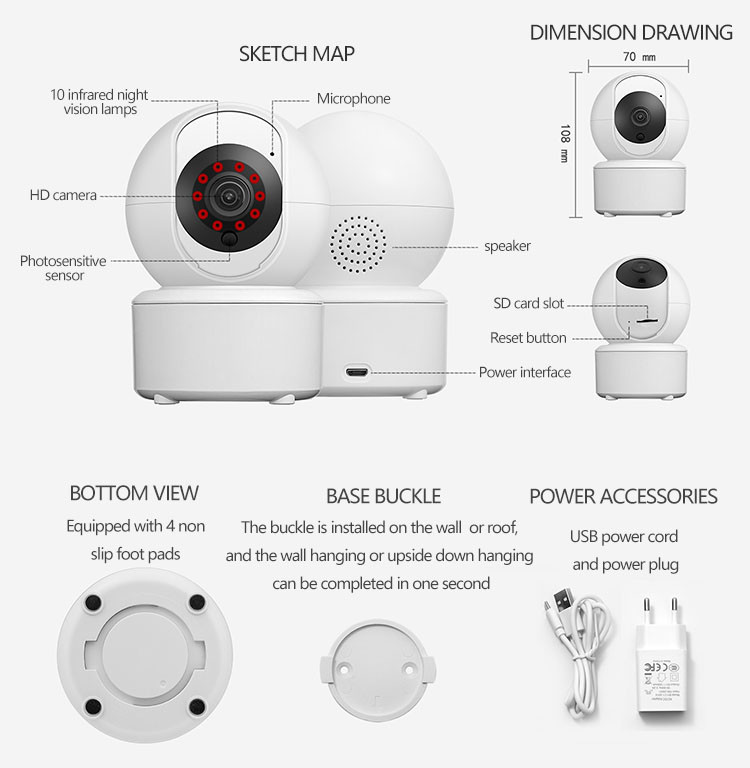 Камера 3MP автоматическая отслеживая умная беспроводная Wifi с ультракрасным ночным видением