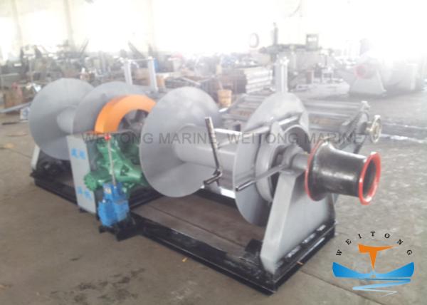 Double Drum Diesel Engine Powered Winch , Hydraulic Mooring Winch For Heavy Lifting
