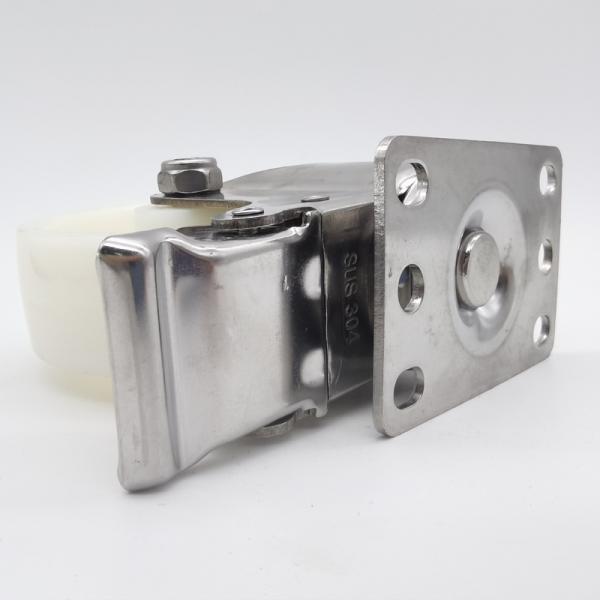 Medium Duty 304 Stainless Steel Plate Nylon Caster Wheels Singel 4 Lockable Screwfix Castor Steel Castors Swivel Food Beverage