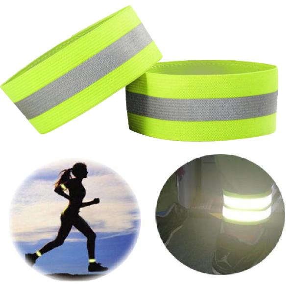 Изготовленные на заказ отражательные Armbands для идя задействуя Jogging зеленых регулируемых прокладок бегунов эластичный