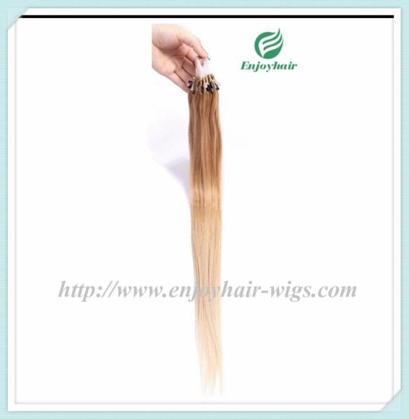 Micro ring loop hair extensions 16-26L brazilian remy  hair T27/60# color hair