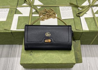 Bamboo Knot Lock Brand Clutch Bag Glossy Real Leather Antique Gold Blend