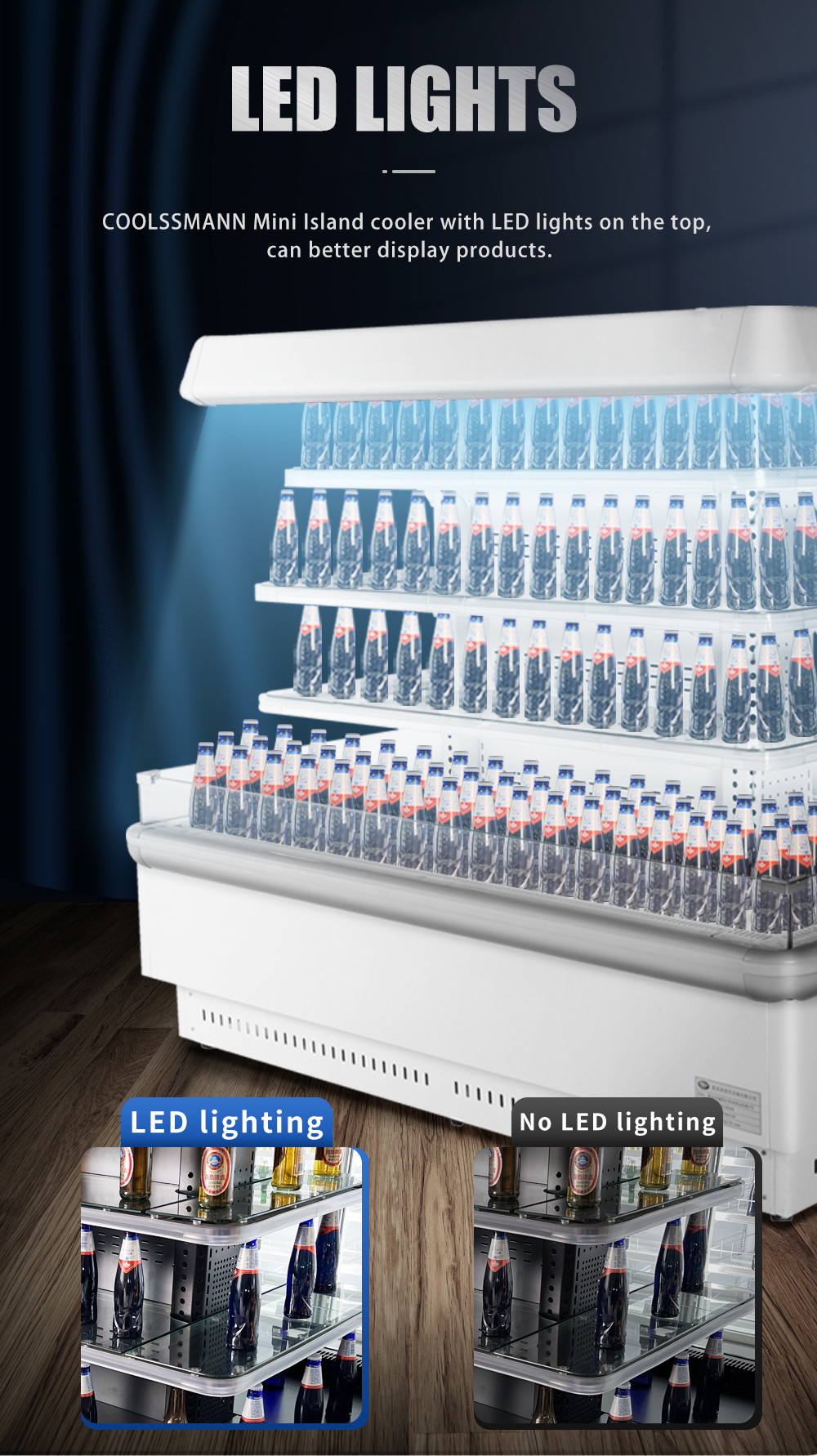 Мини половинным случай напитка Multideck охладителя дисплея еды высоты Refrigerated шкафом