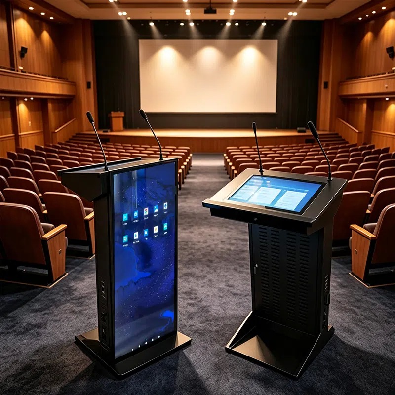 Qtenboard QM-4333JT-AUD 43 Inch Digital Podium with 100W DSP Audio, XLR +48V Phantom Power, and Multi-Point Capacitive Touch