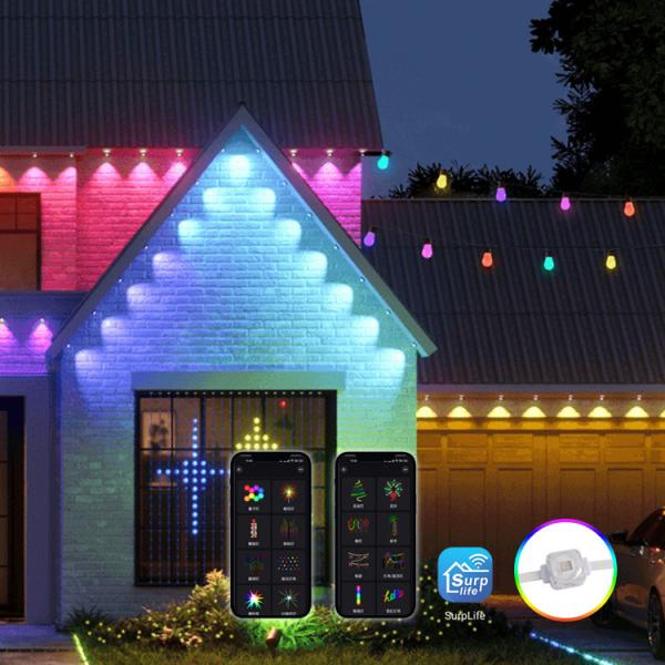 Permanent Outdoor Christmas Lighting RGBW Wifi Led Eaves Light with PC Shell Glue Design