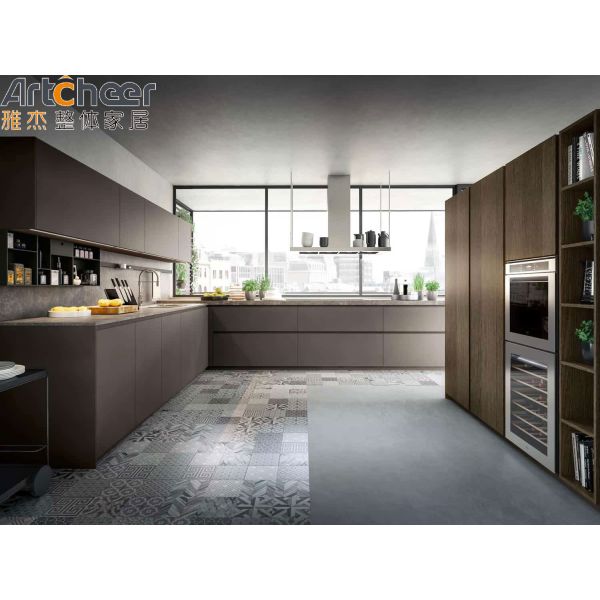 Modern Design HPL Laminated Finish Modular Kitchen Cabinets with 3 Years Warranty for Apartments