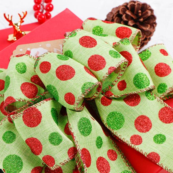 Arcos de vacaciones 2024 Big Burlap Ribbon Arcos de doble capa con cintas de alambre Impreso Arco