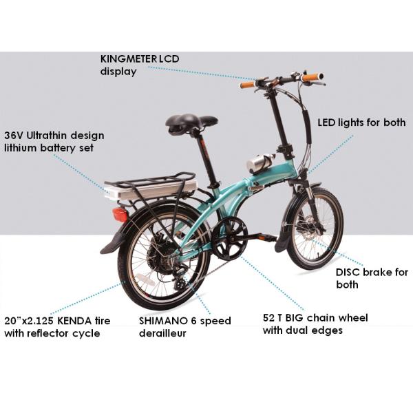32km/h Electric Folding Bike , Electric Folding Bicycle With Pedal Assist System