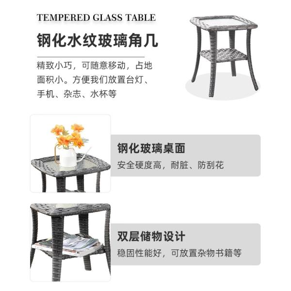 Muebles de sofá al aire libre, patio de vidrio de ratan jardín conjunto a prueba de agua y a prueba de sol terraza silla de salón jardín de estilo nórdico