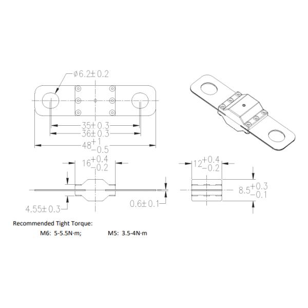 A121601-80A 3KA 6KA 8KA Electrical Power Fuses for Automobile Electric Vehicles