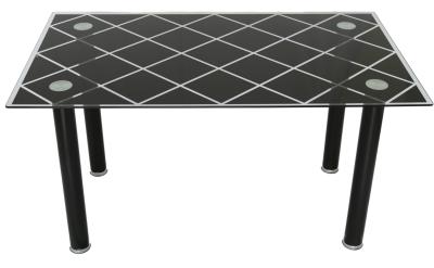 Modern Simple 140cm Black Tempered Glass Dining Table For 4pcs Chairs