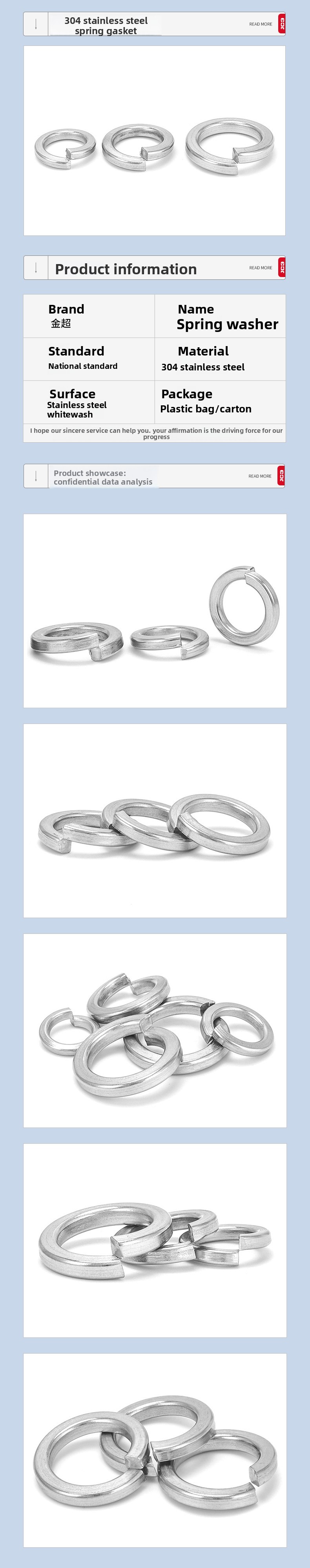 Precision 304-316 Stainless Steel Spring Washers Fittings Heavy Duty Thickened GB93 Set