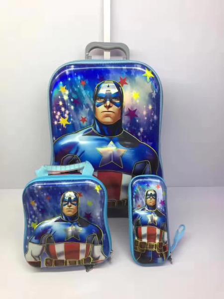 Hot sale   6D    Kids   Trolley  3 pcs / trolley school bags  / children travel bags