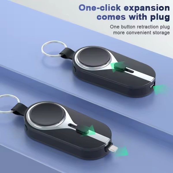 Keychain 2 In 1 Cordless Power Bank Portable Wireless Emergency Watch Charging Mini Pod