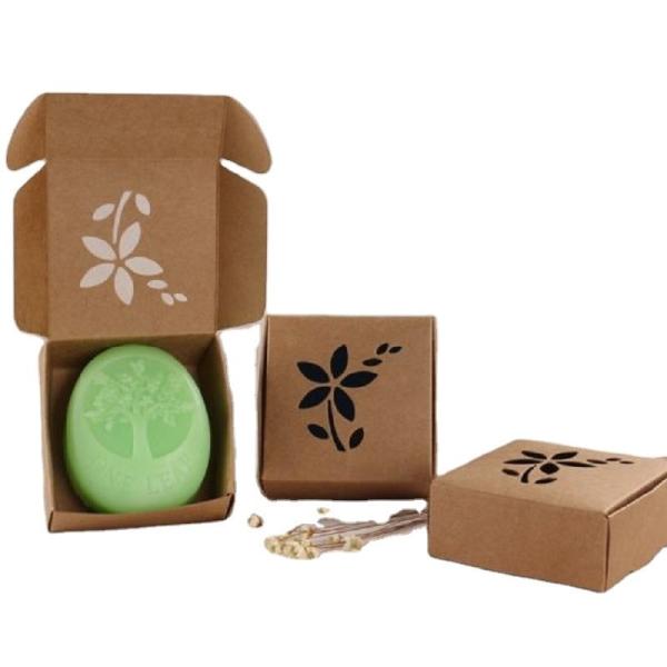 Caja de regalo de jabón pequeño personalizado Embalaje de cartón ecológico con ventana Cajas de papel Kraft para jabón casero