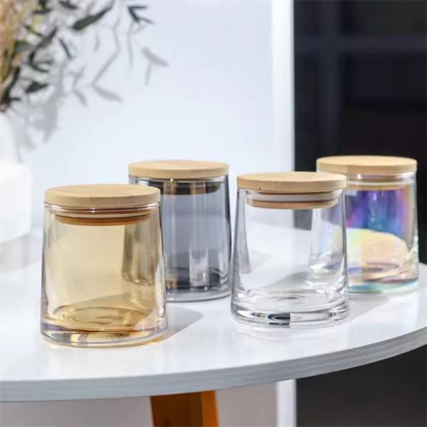 Glass Candle Jar Empty Cup Candle Holder With Wooden Lid Votive Container Bedroom Decoration