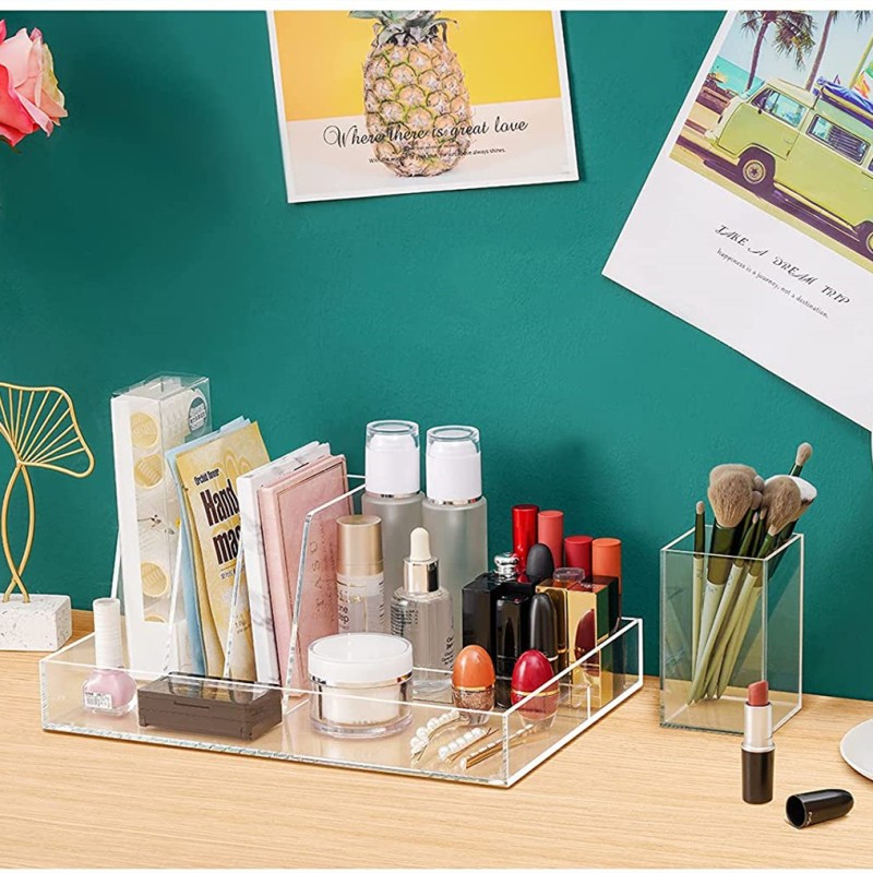 Single-Tier Acrylic Office Organizer Stationery Storage and File Classification Display Box for Tidy up the Desktop