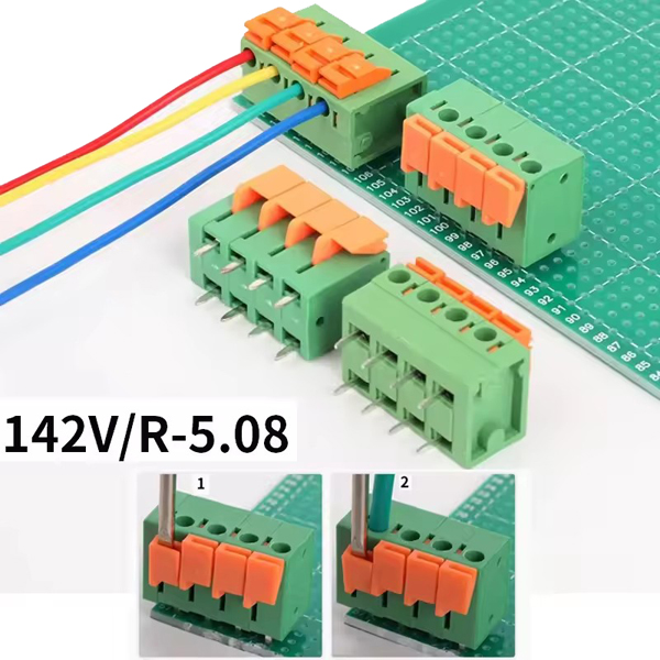 5.08mm Pitch PCB Screwless Spring Terminal Block Horizontal Wiring Entry