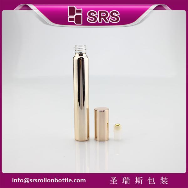 15ml 17mm diameter metalized rose gold glass bottle with real gold ball and aluminum cap.