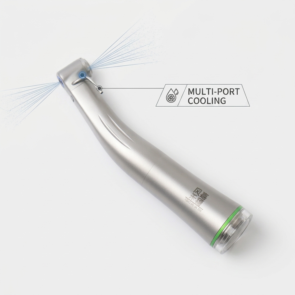 Dental Low Speed Handpiece with Imported Ceramic Bearings, Fiber Optic Illumination and E-type ISO 3964 Connection
