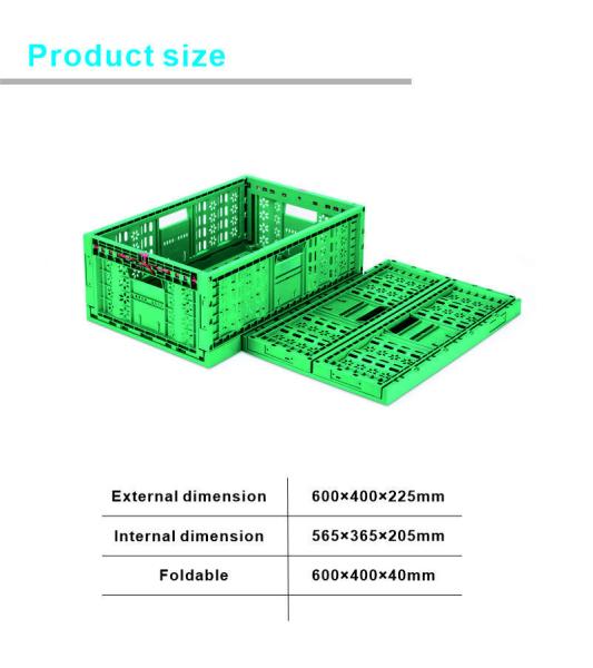Foldable Vented Plastic Collapsible Storage Basket for Shop and Transport Convenience