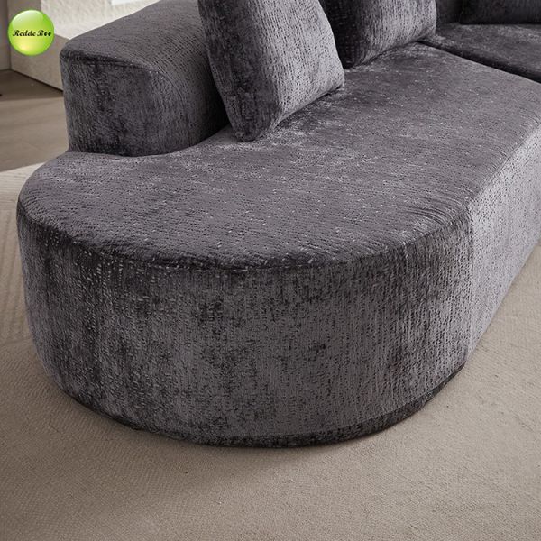 Chenille Compressed Curved Boucle Couch Washable Fabric Sofa