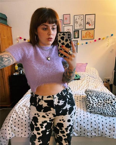Fleece Knitted Short Sleeve Crop T Shirt